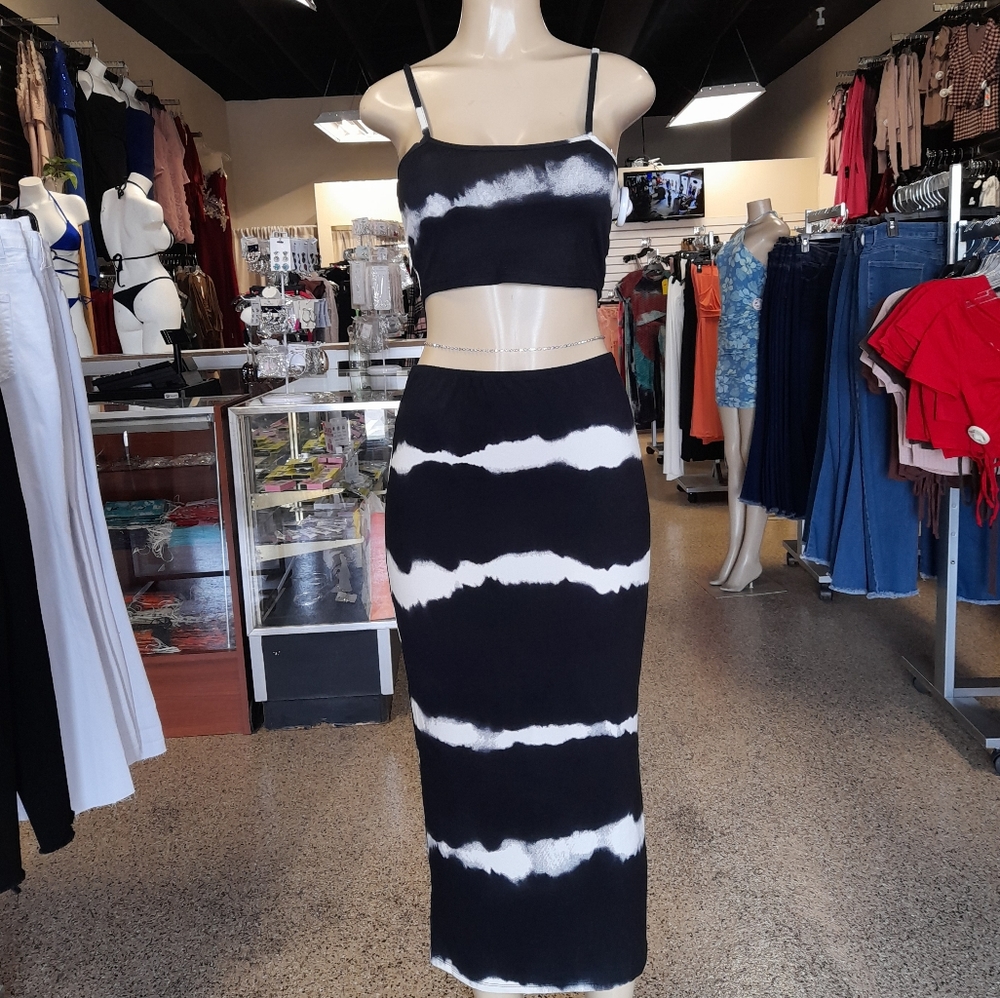 Black Tie-Dye 2-Piece Set